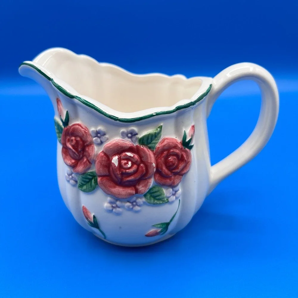 Otagiri Mary Ann Baker Rose Ceramic Creamer Pitcher Vintage Hand Crafted Japan